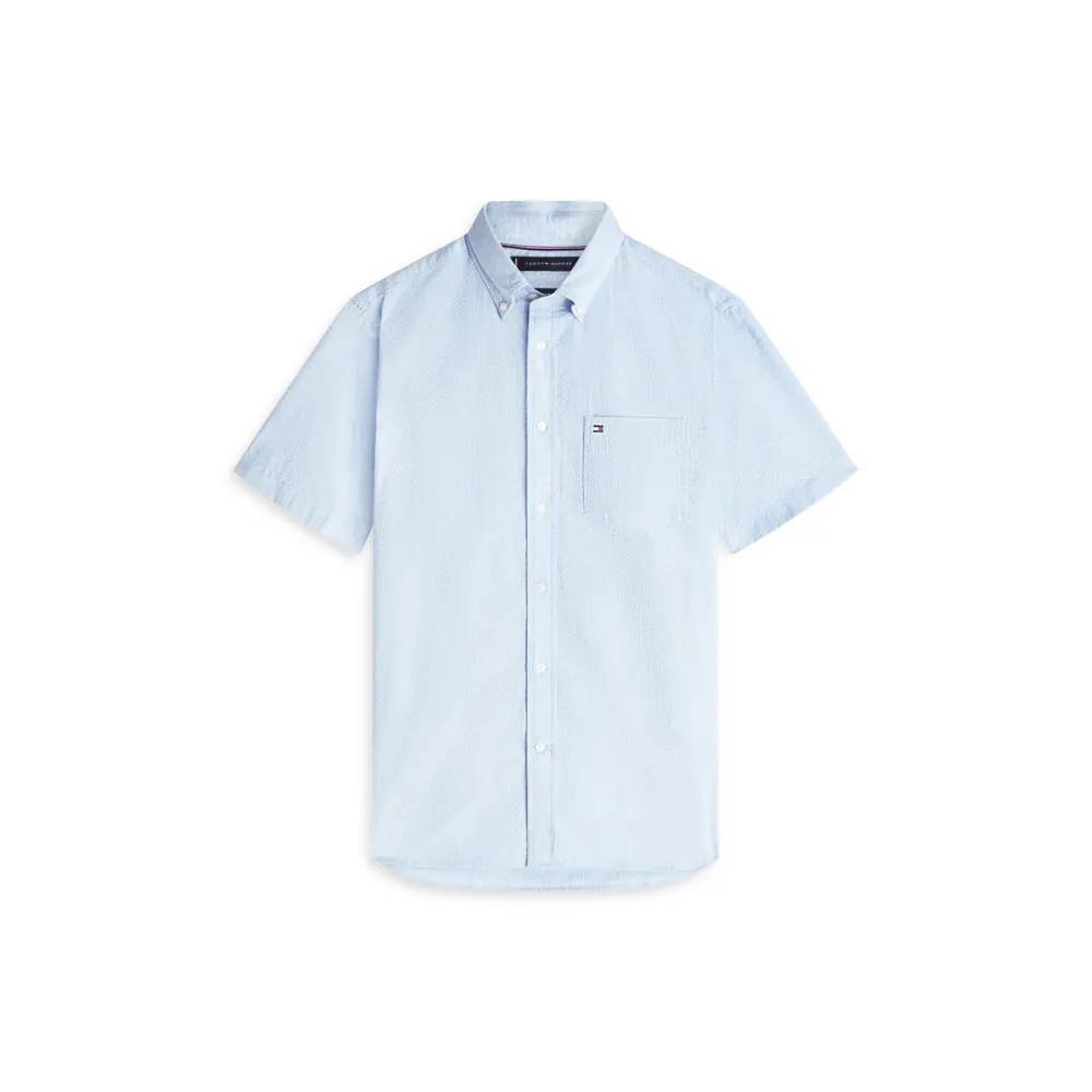 Tommy Hilfiger Seersucker Solid Ss Rf Shirt in Sweet Blue – Clothing