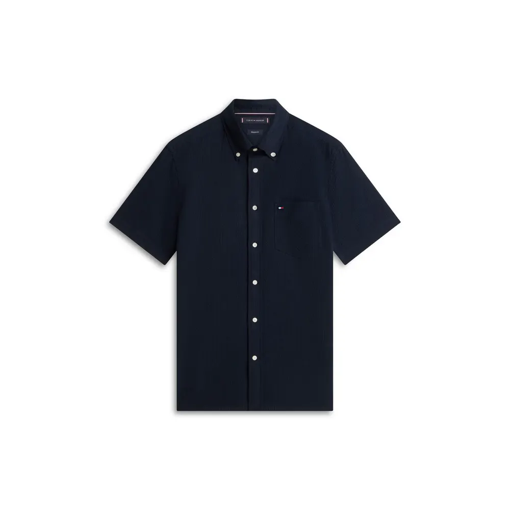 Tommy Hilfiger Seersucker Solid Ss Rf Shirt in Desert Sky – Clothing
