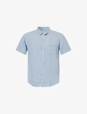 CITIZENS OF HUMANITY Cairo Short-Sleeve Linen Shirt - Wheat (med Lt Brown) in Kelp (brown Auburn), additional product view 3