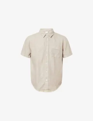 CITIZENS OF HUMANITY Cairo Short-Sleeve Linen Shirt - Wheat (med Lt Brown) in Wheat (med Lt Brown) – Mens | Shirts | Casual Shirts | Short-sleeved