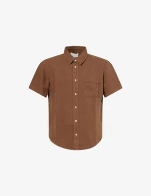 CITIZENS OF HUMANITY Cairo Short-Sleeve Linen Shirt - Wheat (med Lt Brown) in Kelp (brown Auburn) – Mens | Shirts | Casual Shirts | Short-sleeved