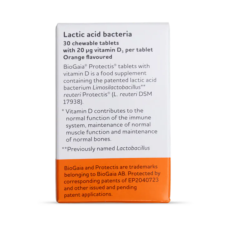 BioGaia Protectis Tablets with Vitamin D3 Orange 20 µg 30 Tablets, additional product view 2