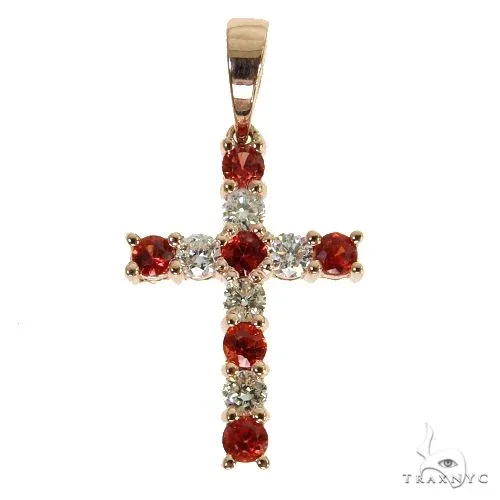 PIA - For Him GEMSTONES Mini Red Sapphire Diamond Cross 67669 in Rose – Pendant