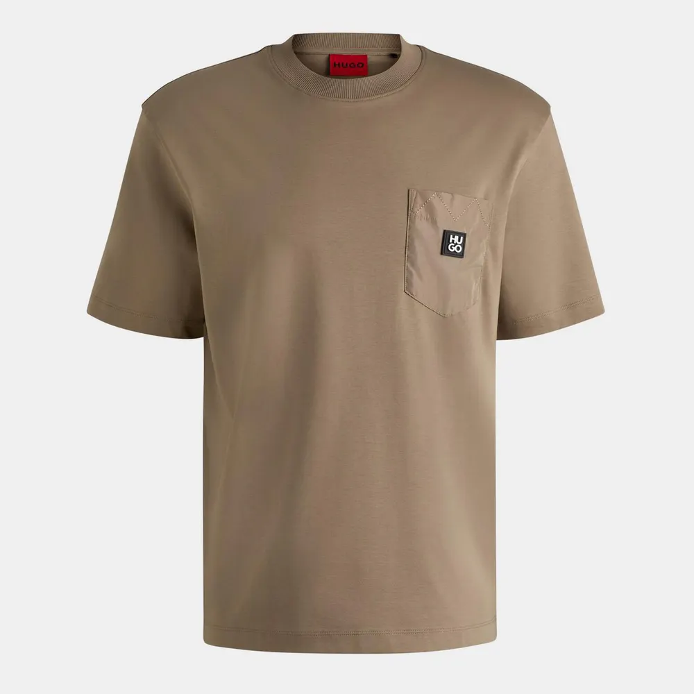 Hugo Men's Dombiro 01 Red Cotton T-Shirt in Med Brown 219 – Clothing