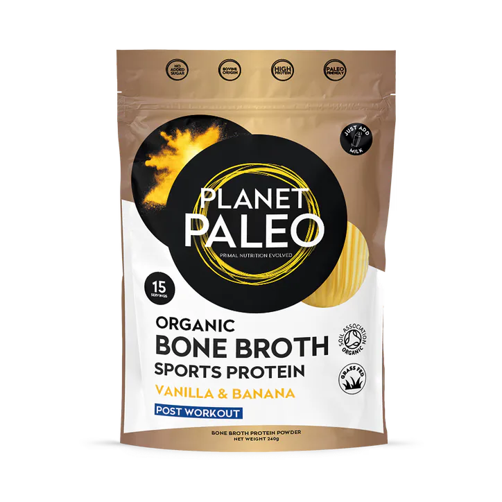Planet Paleo Organic Bone Broth - Sports Protein Vanilla & Banana 240g