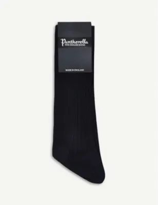 PANTHERELLA Cotton ribbed knee-high socks - BLACK detail 2