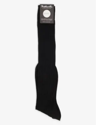 PANTHERELLA Cotton ribbed knee-high socks - BLACK