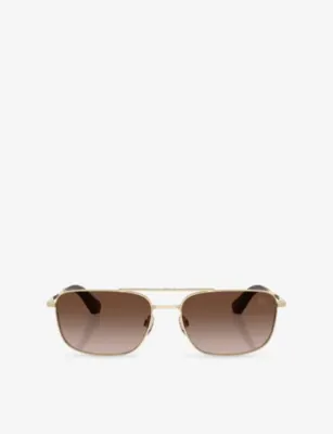 BURBERRY BE3170 Rectangular-Frame Metal Sunglasses