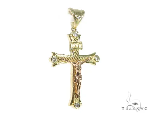 RINA - For Him FACTORY 10K Yellow Gold Diamond Cross Crucifix 45414 in Rose Gold – Pendant