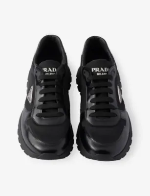 PRADA Prax Re-Nylon and Brushed Leather Trainers - EUR 47 / 13 UK MEN in BLACK, additional product view 2