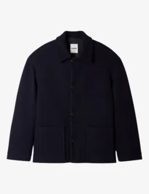 SANDRO Buttoned Wing-Collar Wool-Blend Jacket