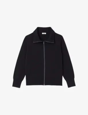 SANDRO Zip-Up Trucker Wool Cardigan - BUTTER CREAM detail 2