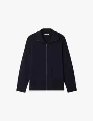 SANDRO Zip-Up Trucker Wool Cardigan - BUTTER CREAM