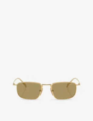 PRADA PR D52S Square-Frame Metal Sunglasses