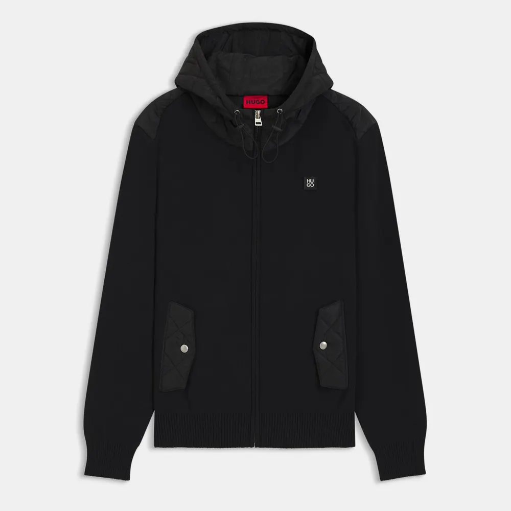 Hugo Men's Sylon Red Long Sleeve Full Zip Hybrid Jacket in Black 001 – Clothing