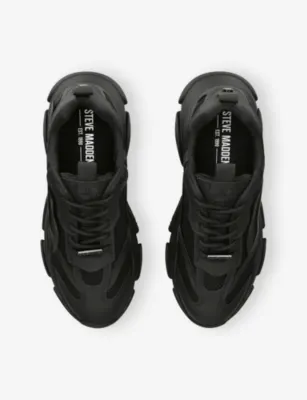 STEVE MADDEN Possess Chunky Mesh And Faux-Leather Trainers - EUR 42 / 8 UK MEN in BLACK, additional product view 2