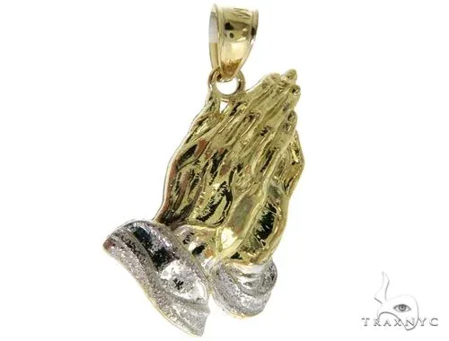 MARYAM - For Him Factory (Mass Production) Small Two Tone Golden Prayer Pendant 57415 in Yellow Gold – Pendant