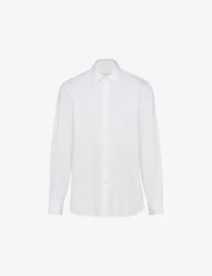 PRADA Collared slim-fit cotton-blend shirt - LIGHT BLUE - 15.75 detail 2