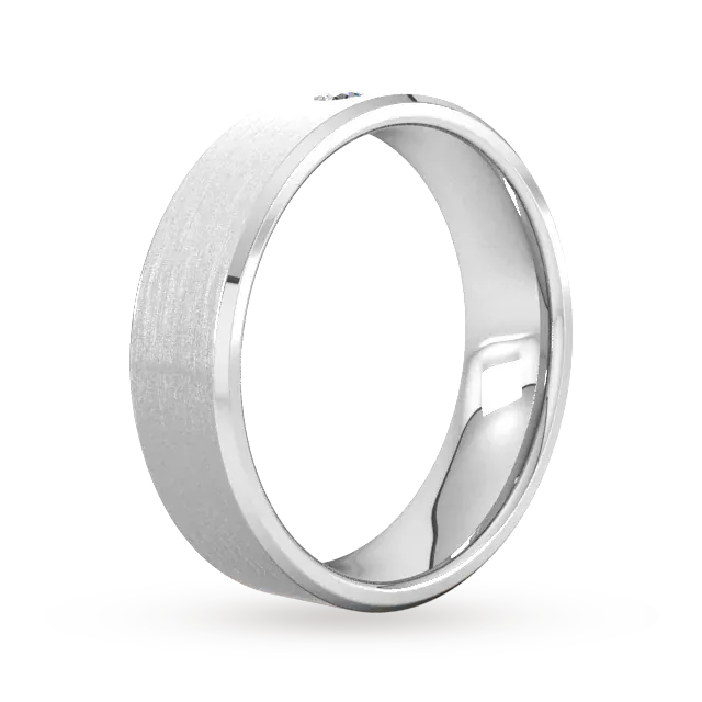 For Him 6mm Brilliant Cut Diamond Set Chamfered Edge Wedding Ring In 9 Carat White Gold detail 2