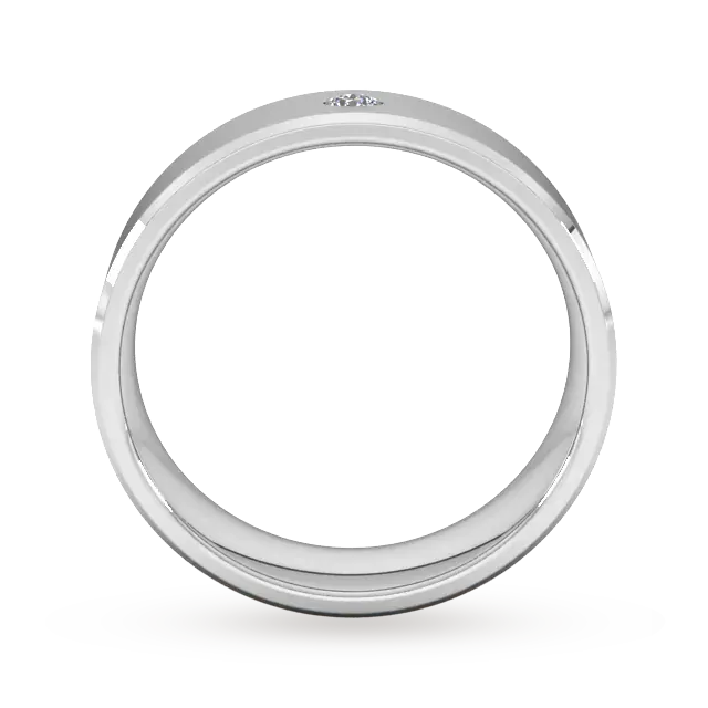 For Him 6mm Brilliant Cut Diamond Set Chamfered Edge Wedding Ring In 9 Carat White Gold detail 3