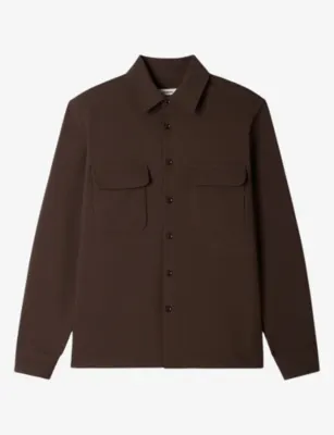 SANDRO Long-Sleeved Chest-Pocket Woven Shirt - DARK TAUPE