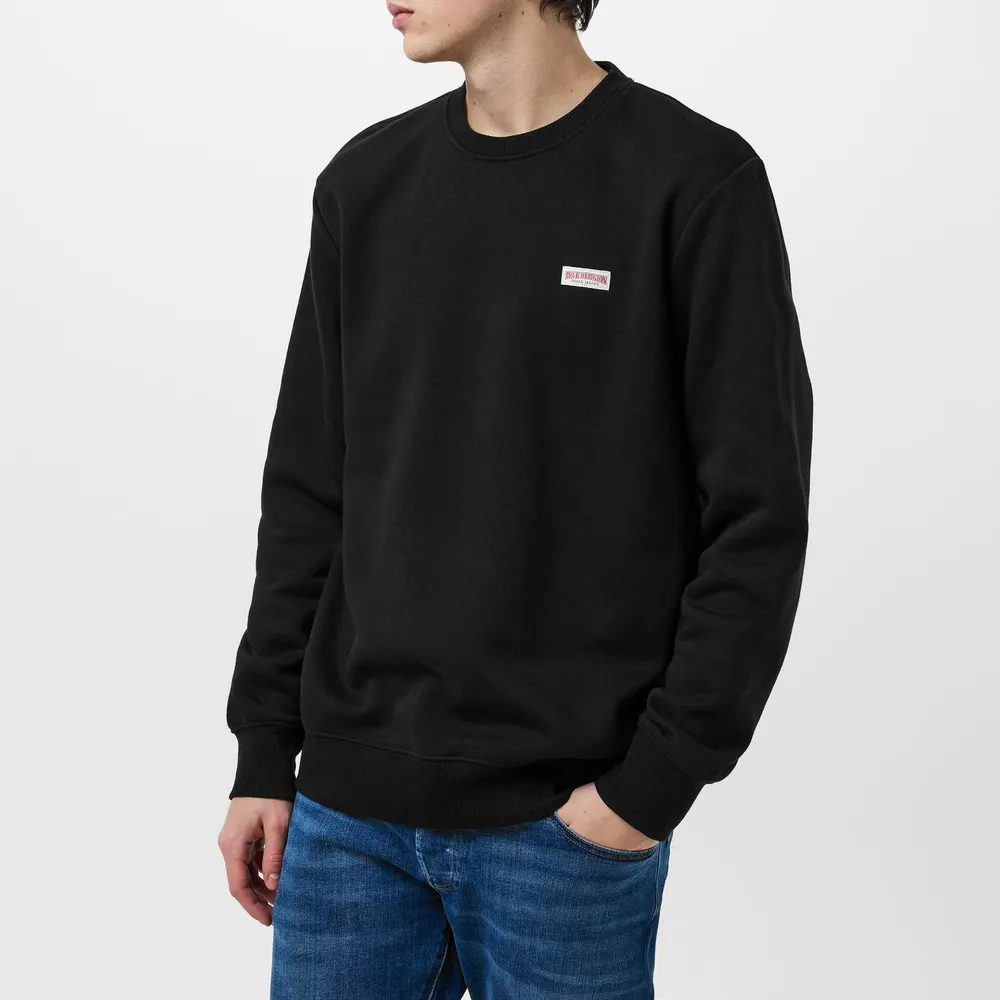 True Religion Men's Original Logo Crew-neck Sweatshirt in Black, additional product view 3