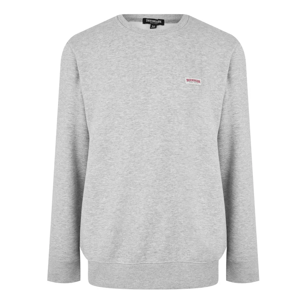True Religion Men's Original Logo Crew-neck Sweatshirt in Grey – Clothing
