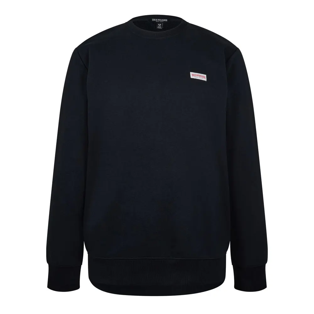 True Religion Men's Original Logo Crew-neck Sweatshirt in Black – Clothing