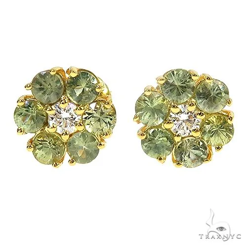 PIA - For Him GEMSTONES Olive Bloom Sapphire Diamond Flower Earrings 66897 in Rose – Earrings