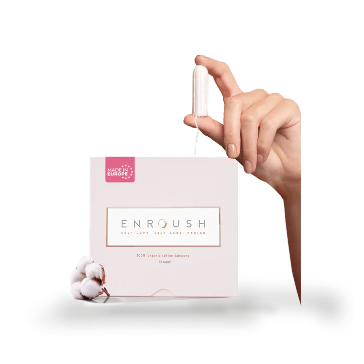 ENROUSH 100% Organic Cotton Tampons – 16 Tampons – Super