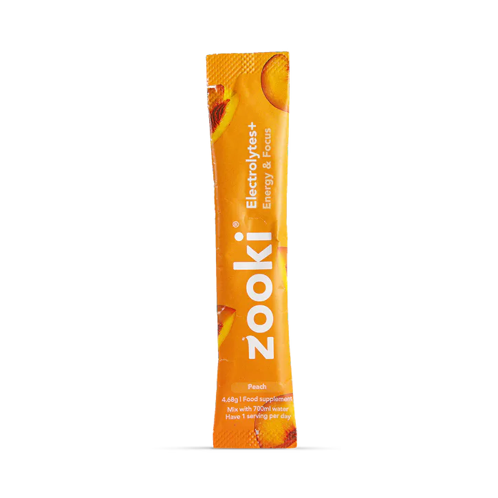 Zooki Electrolytes+ Energy & Focus, Peach Flavour 30 Sachets detail 2