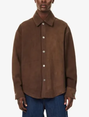 AMI PARIS Ami de Coeur Buttoned Suede Overshirt detail 3