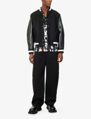 GIVENCHY Wool and Leather Bomber Jacket in BLACK, additional product view 2
