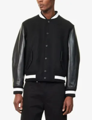GIVENCHY Wool and Leather Bomber Jacket in BLACK, additional product view 3