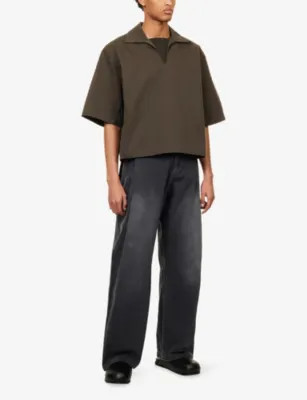 SEVENTH 440 Bermuda Wide-leg Denim Jeans in STONE, additional product view 2