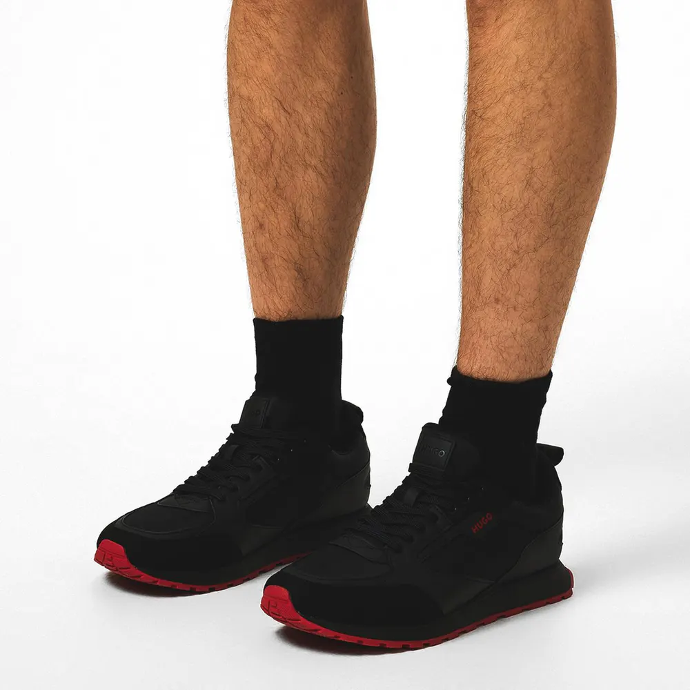 Hugo Men's Icelin Runners in Black/Red 001, additional product view 3