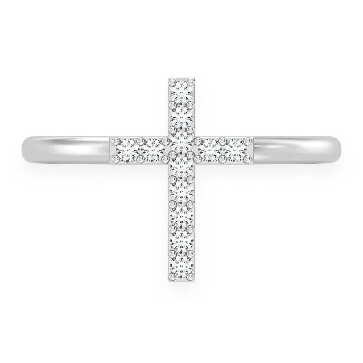 For Him Cross Diamond Ring in White Gold / Natural Diamond – Ring