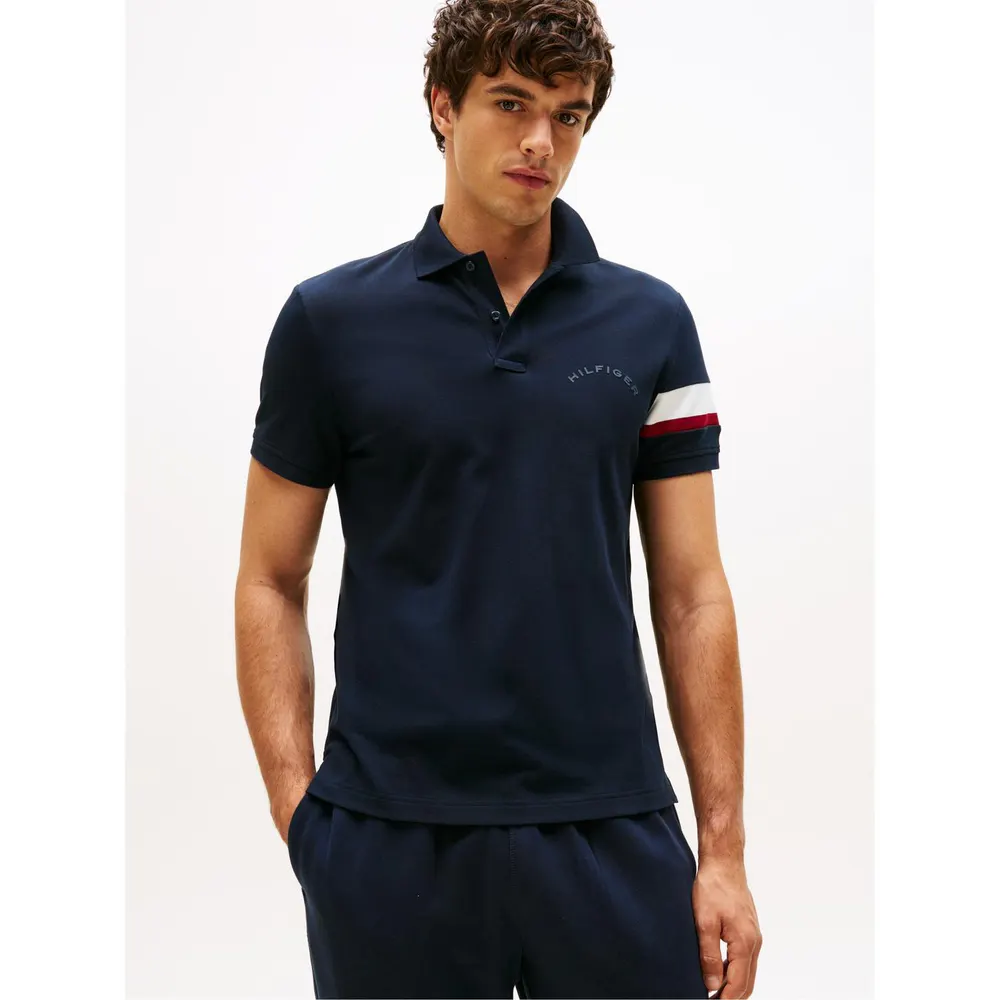 Tommy Hilfiger Men's Tape Detail Short Sleeve Polo Shirt detail 2