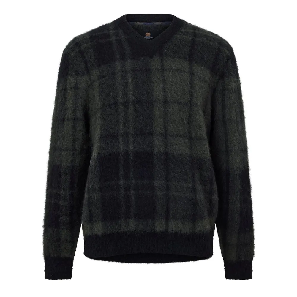 Barbour Men's Hunham Modern Heritage Tartan Wool V-Neck Jumper