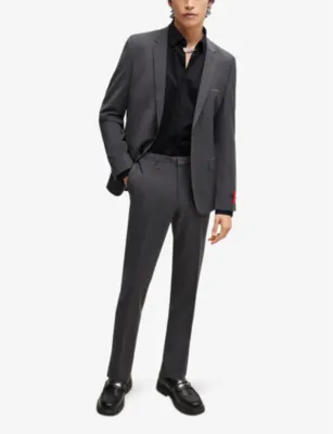 HUGO Slim-fit long-sleeved cotton-poplin shirt - 15.75 detail 2