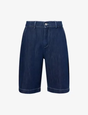 7 FOR ALL MANKIND Wide Leg Cotton And Linen Blend Chino Shorts