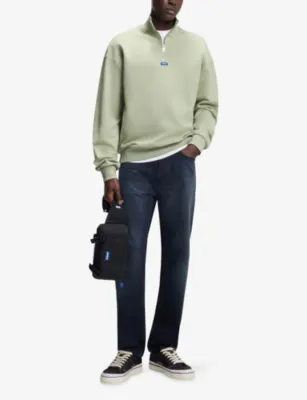 HUGO Logo-Patch Quarter-Zip Cotton-Terry Sweatshirt detail 2