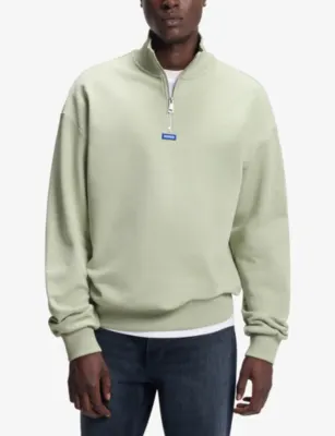 HUGO Logo-Patch Quarter-Zip Cotton-Terry Sweatshirt detail 3