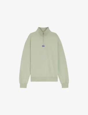HUGO Logo-Patch Quarter-Zip Cotton-Terry Sweatshirt