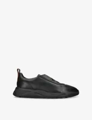 SANTONI Innova Leather Low-Top Trainers - EUR 40.5 / 6.5 UK MEN in BLACK – Mens | Trainers | Lace up trainers