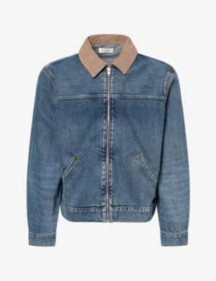 FRAME Contrast-Collar Relaxed-Fit Denim Jacket