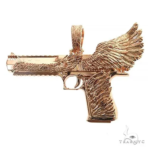 RINA - For Him DISCORD MAX 14K Gold Desert Eagle Gun Pendant - Large 69122 in Rose Gold – Pendant