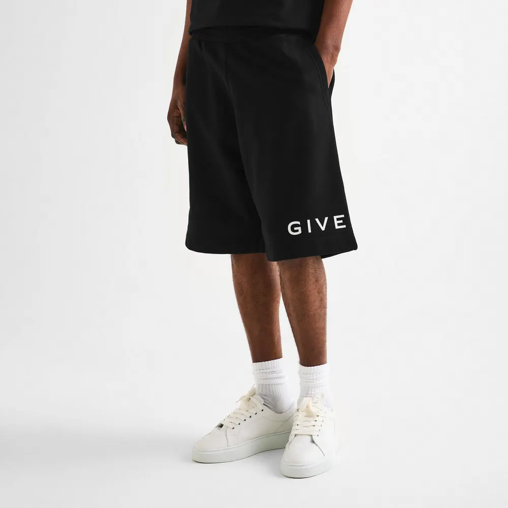 GIVENCHY Men's GIV Boxy Fit Fleece Jogger Shorts detail 3