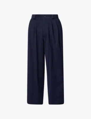 A.PRESSE Wide-Leg Brushed Cotton and Silk-Blend Trousers