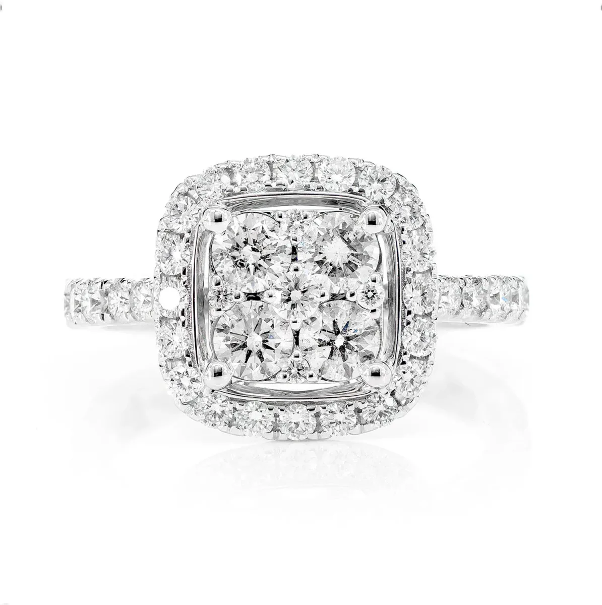 For Him Rounded Square Cluster Diamond Ring in White Gold / Lab Grown Diamond – Ring